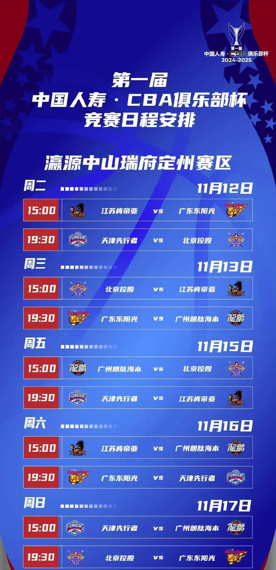新一轮国内顶尖篮球联赛赛程揭晓